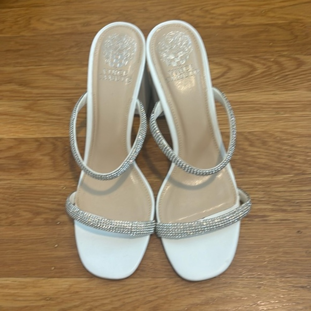 Vince camuto white block heel sandal